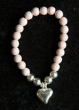 Simple Howlite Stone Bracelet with Pretty Silver Heart