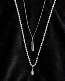 Pretty Long Double Pendant Necklace with Agate Stones